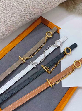 新款carrousel双面腰带细 装饰外套裙子腰封女士头层牛皮皮带包带