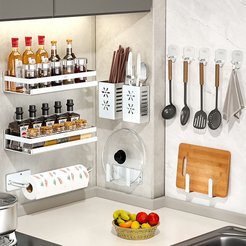 不锈钢厨房置物架壁挂家用锅盖挂架用品大全多功能调味料收纳架子