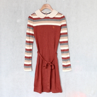 Eland/依恋成人 女士春秋款 娃娃领长袖 针织 连衣裙