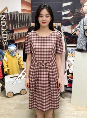 Roem/罗燕 成人夏款（大童可穿） 两色格子 淑女风 中长款 连衣裙
