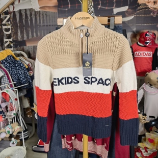 Eland kids/依恋 男童冬款 字母logo 拉链半开领 含羊毛休闲 毛衣