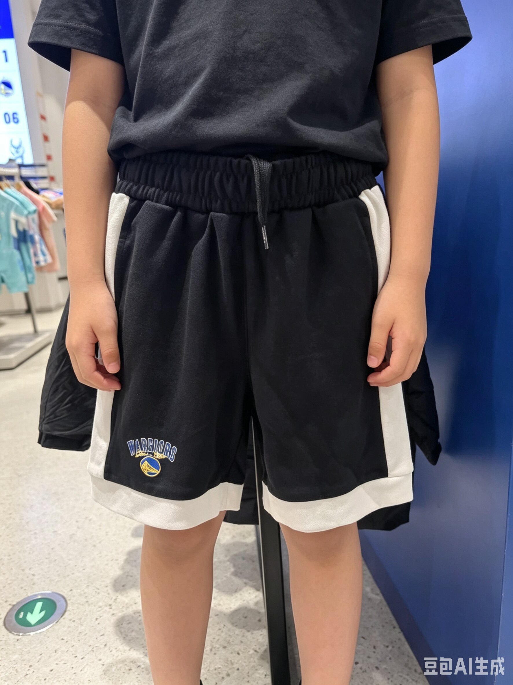 NBA KIDS 男童春秋款 勇士队联名logo 含棉 运动短裤
