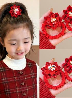 新年红色头绳发圈女儿童扎头发皮筋高弹力发绳过年头饰高马尾发饰
