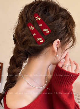 新年过年本命年马年红色小马发夹女边夹侧边刘海前额发夹夹子头饰