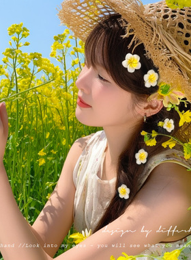 可爱甜美黄色鸡蛋花发夹女2025新款夏季刘海夹碎发侧边小发卡头饰