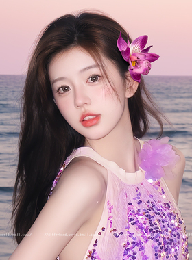 紫色花朵发夹女2025新款高端高级感边夹侧边夏天海边沙滩拍照头饰