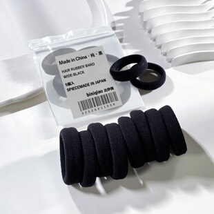 强力推荐 高弹力耐用黑色基础发绳简约橡皮筋扎马尾无痕皮套头绳