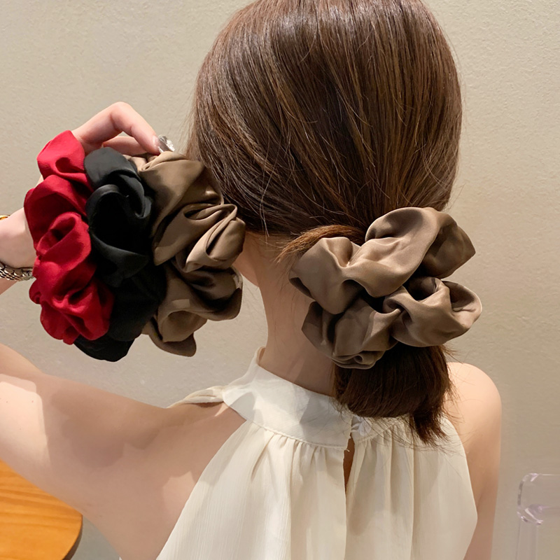 大号黑色猪大肠圈缎面软软