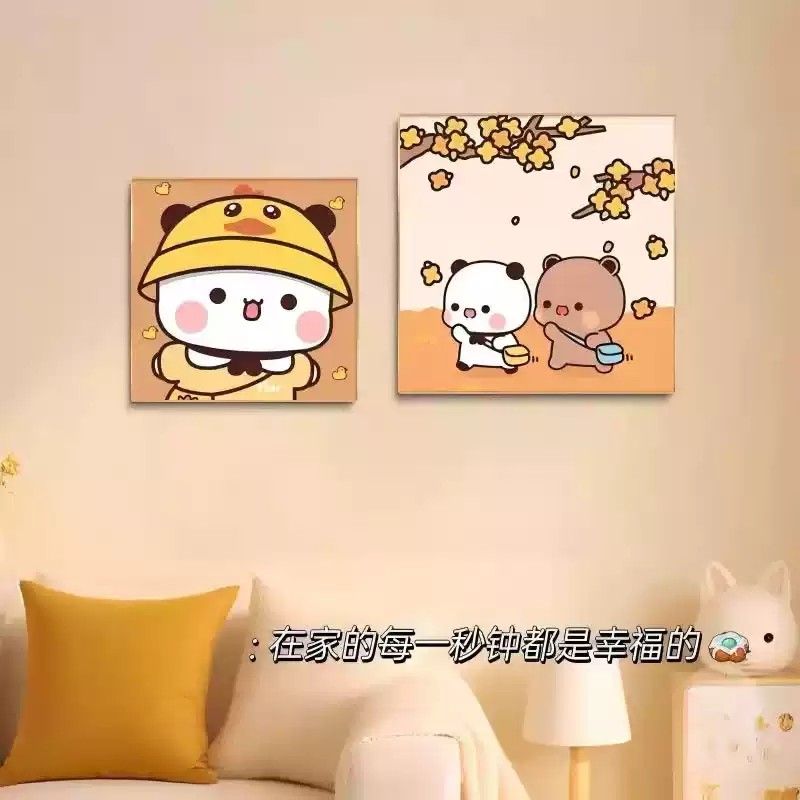一二布布卡通装饰画儿童房卧室可爱趣味墙壁画治愈系客厅沙发挂画