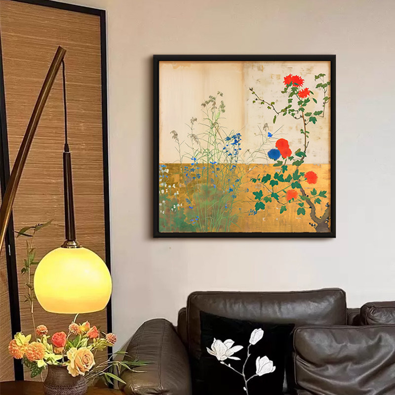 《篱笆》新中式宋代美学客厅装饰画复古风花卉餐厅挂画高级感壁画