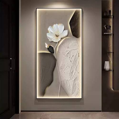 石来运转led灯玄关装饰画轻奢入户正对门挂画高级感走廊壁画
