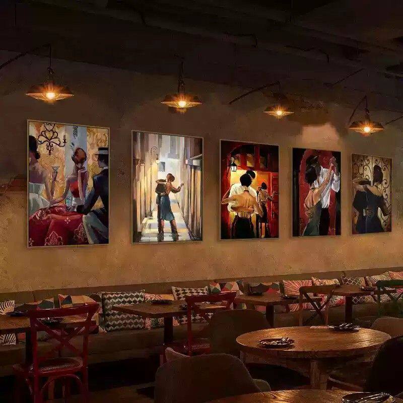 美式美女装饰画酒吧酒店清吧餐厅烧烤店舞女油画挂画复古ktv壁画