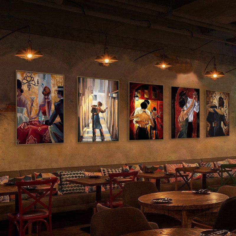 美式美女装饰画酒吧酒店清吧餐厅烧烤店舞女油画挂画复古ktv壁画