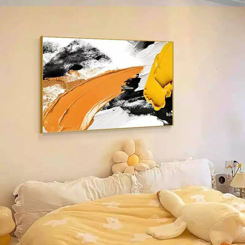 卧室床头抽象挂画主卧房间轻奢高级感艺术装饰画餐厅极简油画壁画