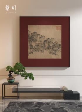新中式红色覆古山水中国风古典卧室玄关客厅装饰画壁画方形挂画