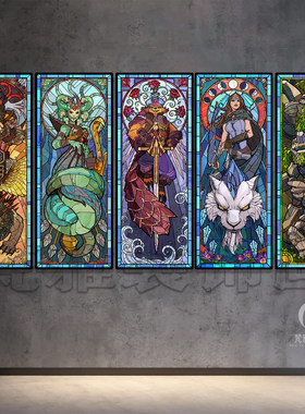 Dota2电竞挂画刀塔2英雄Ti12影魔剑圣火女敌法网吧酒店游戏装饰画