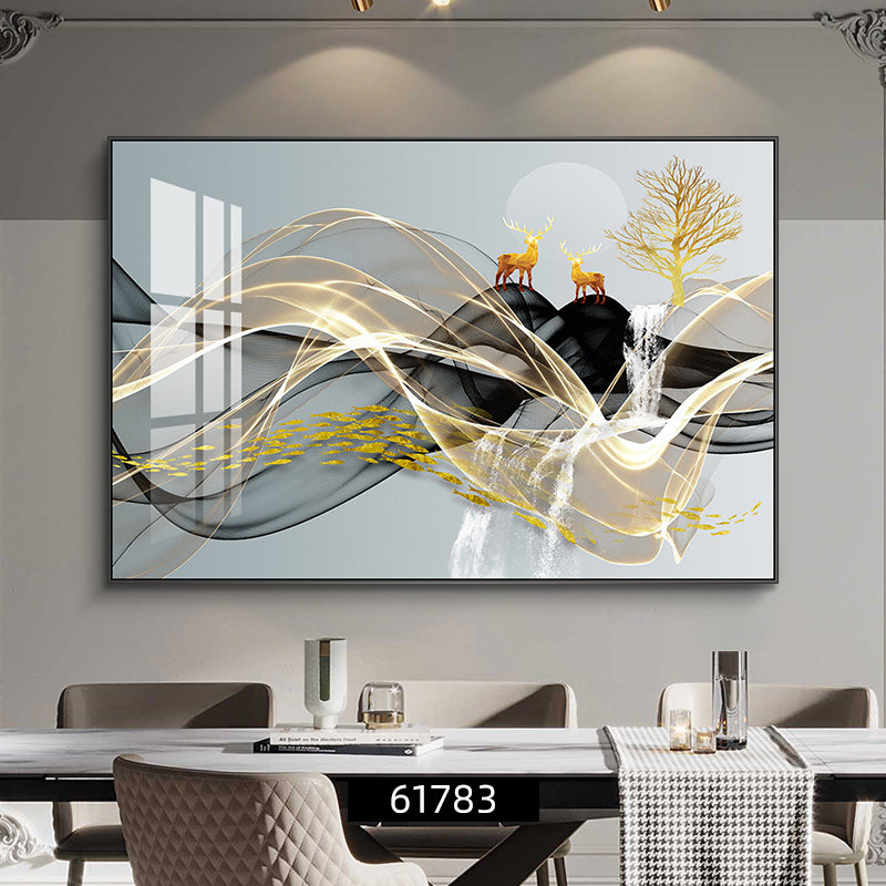 福禄美满现代简约餐厅装饰画轻奢大气餐桌墙面装饰壁画吃饭厅挂画