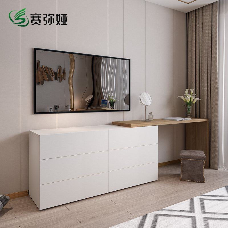 意式极简书桌梳妆台轻奢烤漆现代简约小户型卧室收纳储电视柜一体