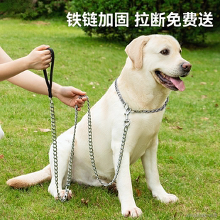 狗狗牵引绳铁链子土狗专用拴狗绳防咬防爆冲遛狗绳金毛中型大型犬