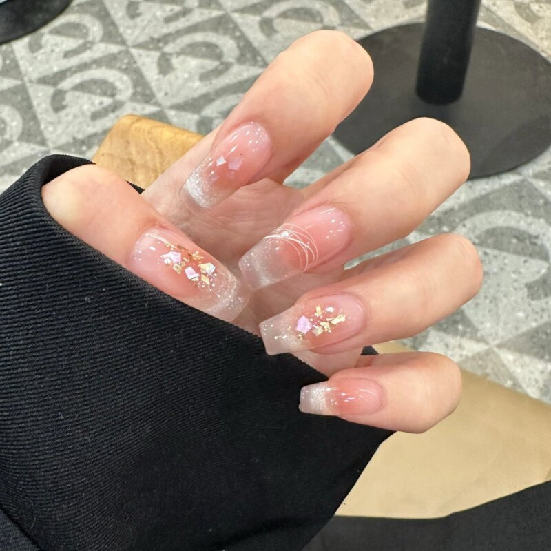 Amy手工穿戴甲定制成品蜜桃腮穿戴甲/甲片