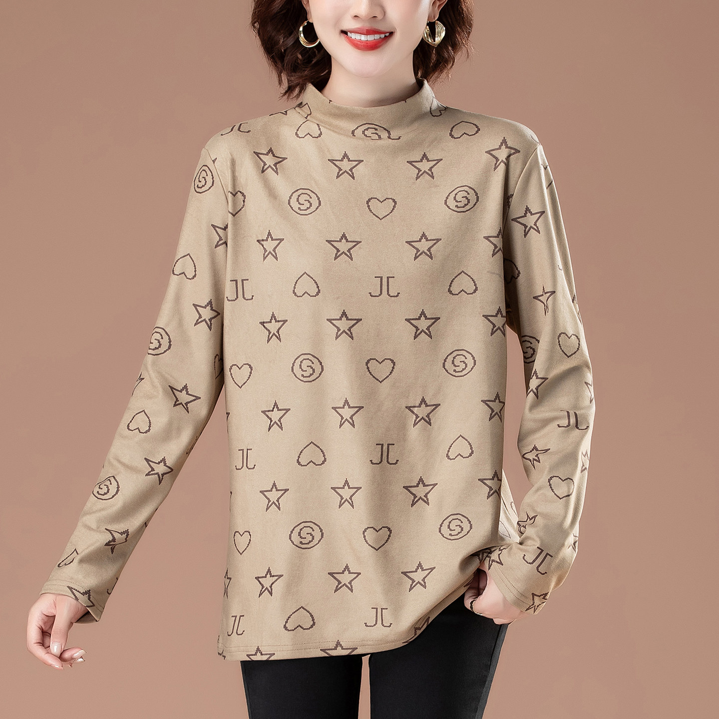 妈妈双面德绒打底衫女可外穿