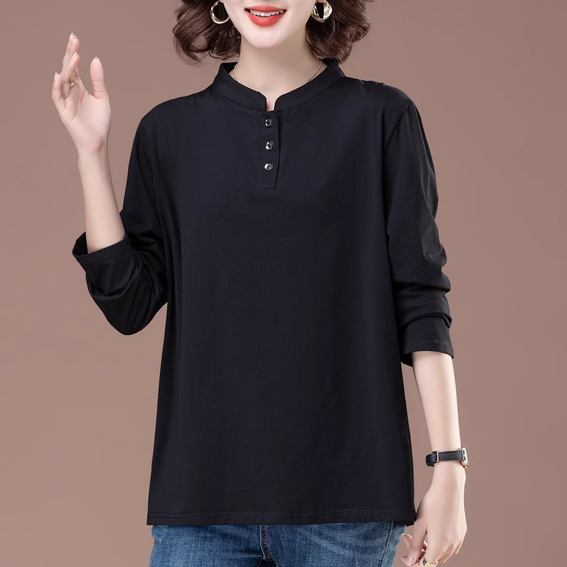 纯棉长袖t恤女宽松大码