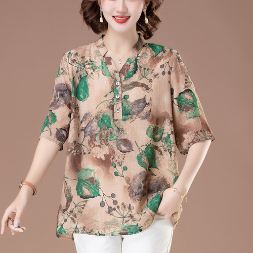 妈妈夏装短袖t恤女衬衫高级感