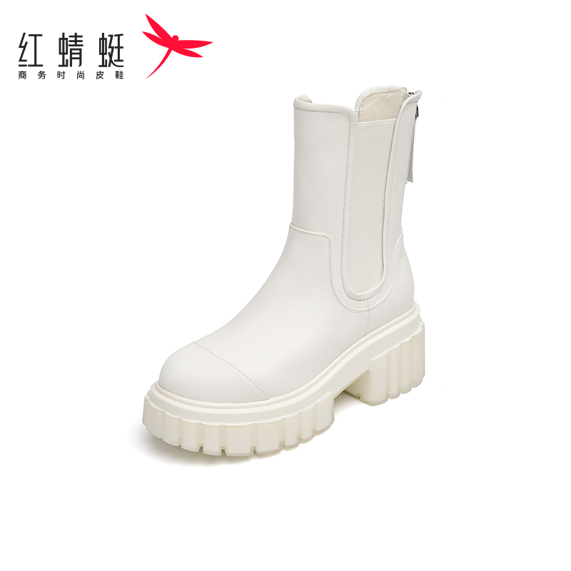 红蜻蜓英伦风简约切尔西靴