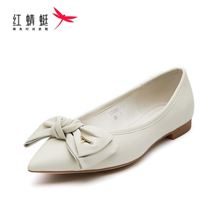 REDDRAGONFLY/红蜻蜓晚晚风蝴蝶结真皮平底软底玛丽珍鞋B2701501