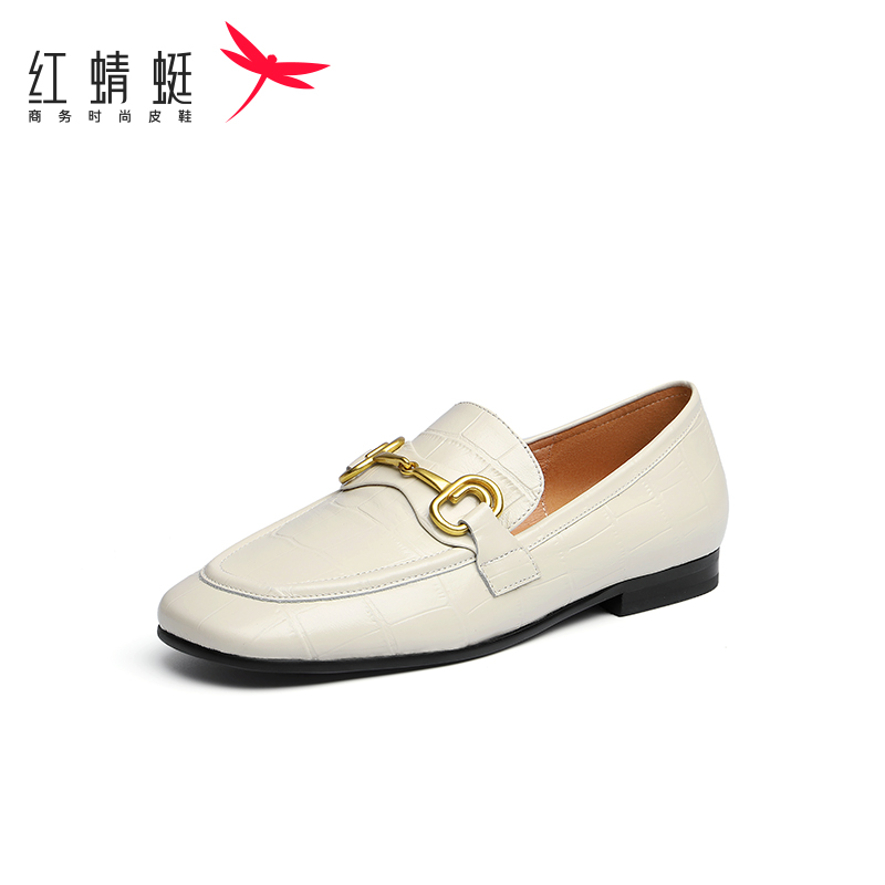 REDDRAGONFLY/红蜻蜓真皮软底配裙子舒适英伦风乐福鞋女WZB12007