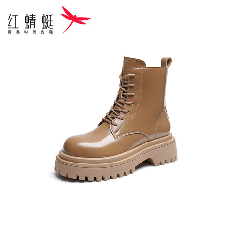 REDDRAGONFLY/红蜻蜓时尚英伦风软厚底增高短筒马丁靴女WTC42542
