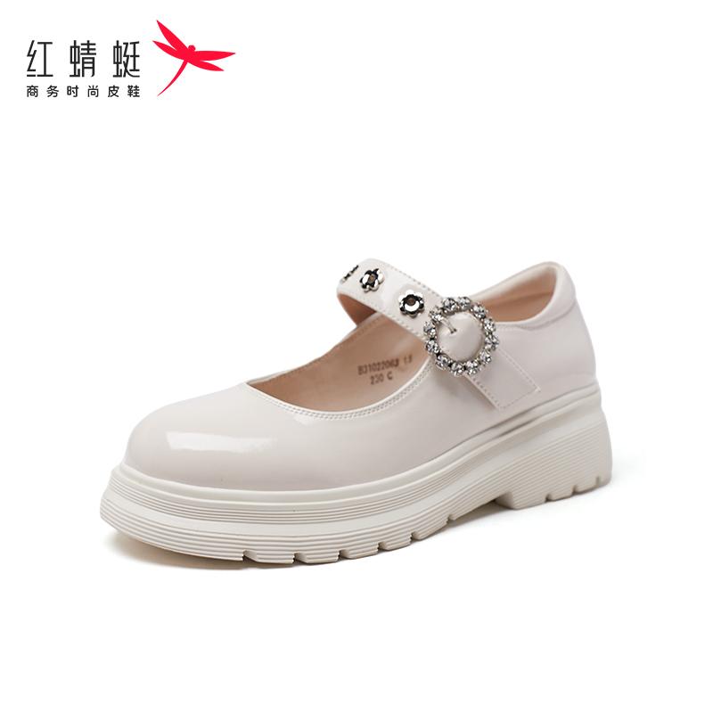 红蜻蜓金属扣带学院风女鞋