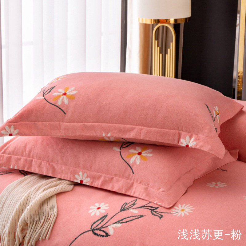 100全棉磨毛枕套一对装加厚枕头套纯棉枕芯套成人大号48x74cm秋冬