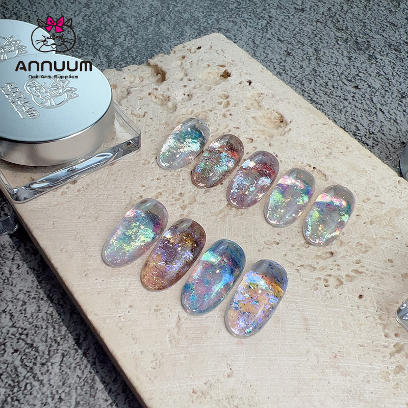 日本ANNUUM梦幻彩色偏光绚丽欧泊粉亮片日式美甲装饰超闪