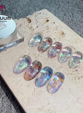 日本ANNUUM梦幻彩色偏光绚丽欧泊粉亮片日式美甲装饰超闪
