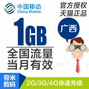 广西移动流量充值1GB全国流量234G加油包当月有效YZM