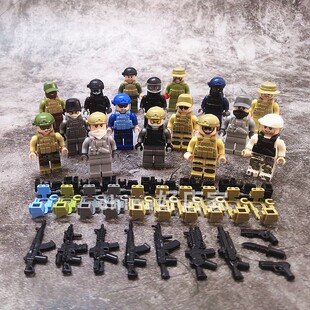 野战武装海豹突击队海陆空特种兵人仔小颗粒军事拼装积木儿童玩具