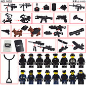小颗粒军事武器士兵人仔特种兵武警二战人偶拼装 积木儿童玩具车