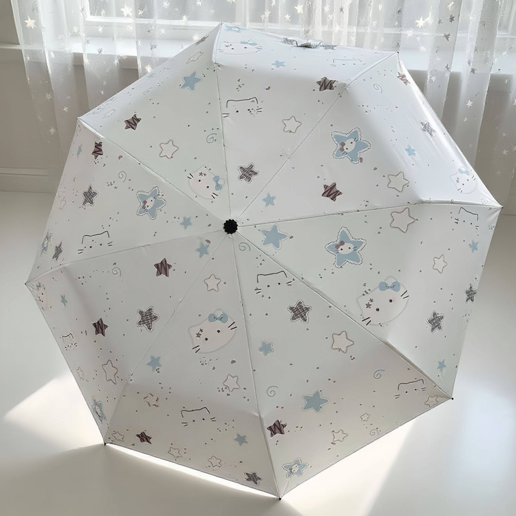 Hellokitty渐变晴雨伞两用折叠黑胶防晒紫外线学生全自动太