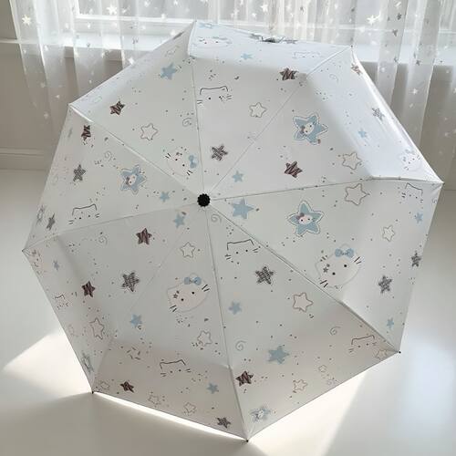 Hellokitty渐变晴雨伞两用折叠黑胶防晒紫外线学生全自动太阳伞女