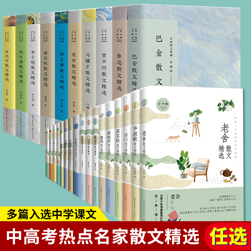 【任选】名家散文精选集琦君林清玄史铁生冰心冯骥才迟子建宗璞余秋雨汪曾祺叶圣陶丁立梅朱自清季羡林毕淑敏经典作品青少版读本书