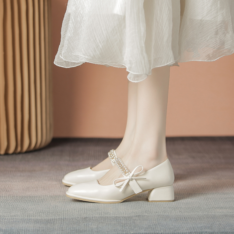 啄圣高跟鞋女法式单鞋玛丽珍女鞋