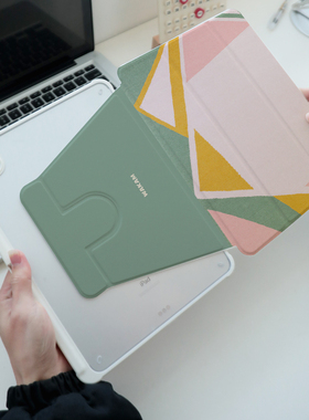 【360旋转x瓦卡姆】美术生ipad9保护套air5适用苹果平板电脑pro11艺术mini6透明亚克力防弯第十代带笔槽绿色4