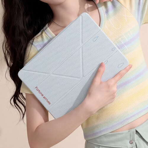 【3+y折百变搭扣】蓝色条纹适用小米平板8第11代ipadair8保护套12.1oppo5简约vivo4带笔槽7华为matepad12.2壳