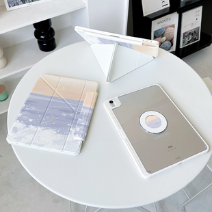 【3+Y折磁吸拆分】紫海油画ipadair7保护套pro11适用华为matepad13.2透明小米平板8iqoo2带笔槽oppo4壳vivo12