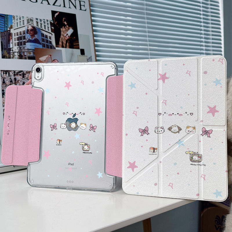 【3+y折x兼容笔套】简约猫咪苹果ipadair7保护套适用华为matepad12.2小米平板6透明pro11代11.5s带笔槽mini壳