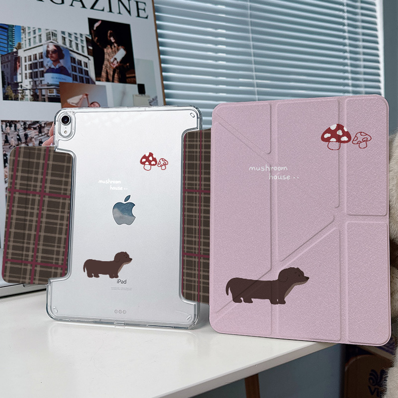 【y折x兼容笔套】狗狗带笔槽ipadair6保护套适用苹果平板pro11透明12华为matepad11.5s防弯9小米mini7壳粉色
