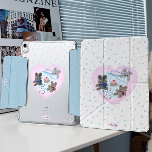 【3+Y折搭扣无笔槽】熊ipadair8保护套7第11代适用华为matepad11.5s壳oppo5vivo4少女卡通mini小米平板8pro12