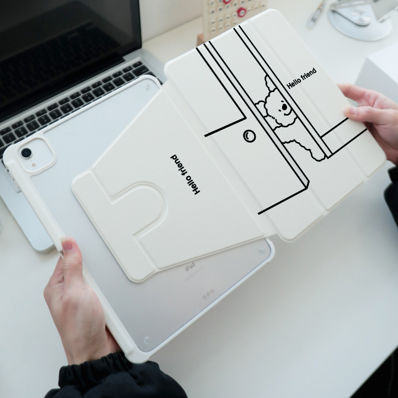 360旋转保护套简约小狗送钢化膜