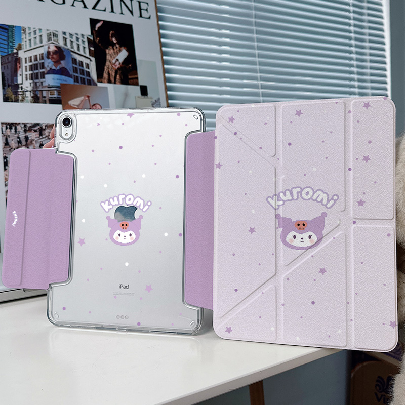 【3+y折x兼容笔套】紫色库洛米4猫ipadair7保护套华为matepad11.5s荣耀小米平板6pro壳第11代vivo2带笔槽12.2